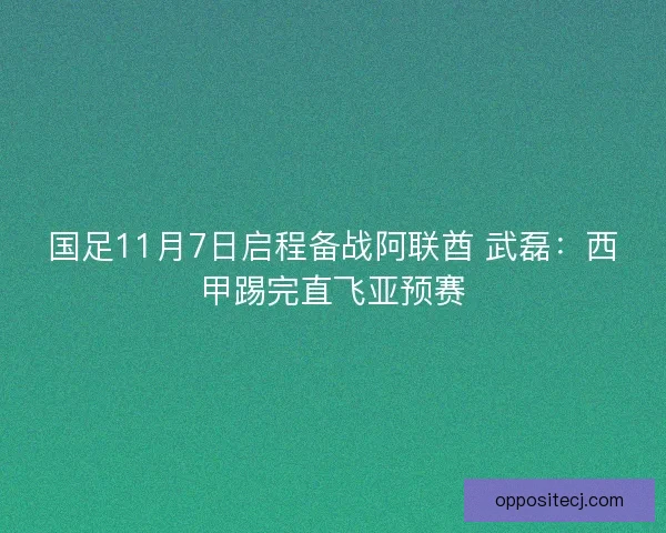 国足11月7日启程备战阿联酋 武磊：西甲踢完直飞亚预赛