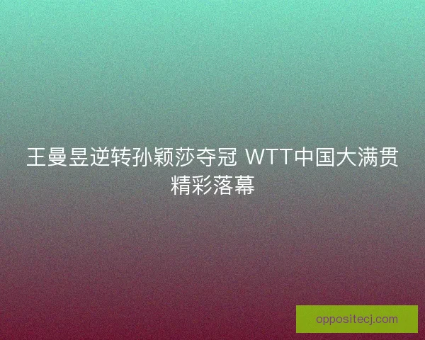 王曼昱逆转孙颖莎夺冠 WTT中国大满贯精彩落幕